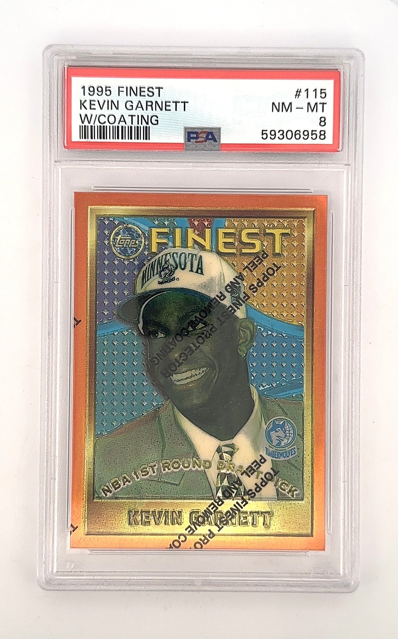 1995 Finest Kevin Garnett [w/ Coating] #115 PSA 8 — front