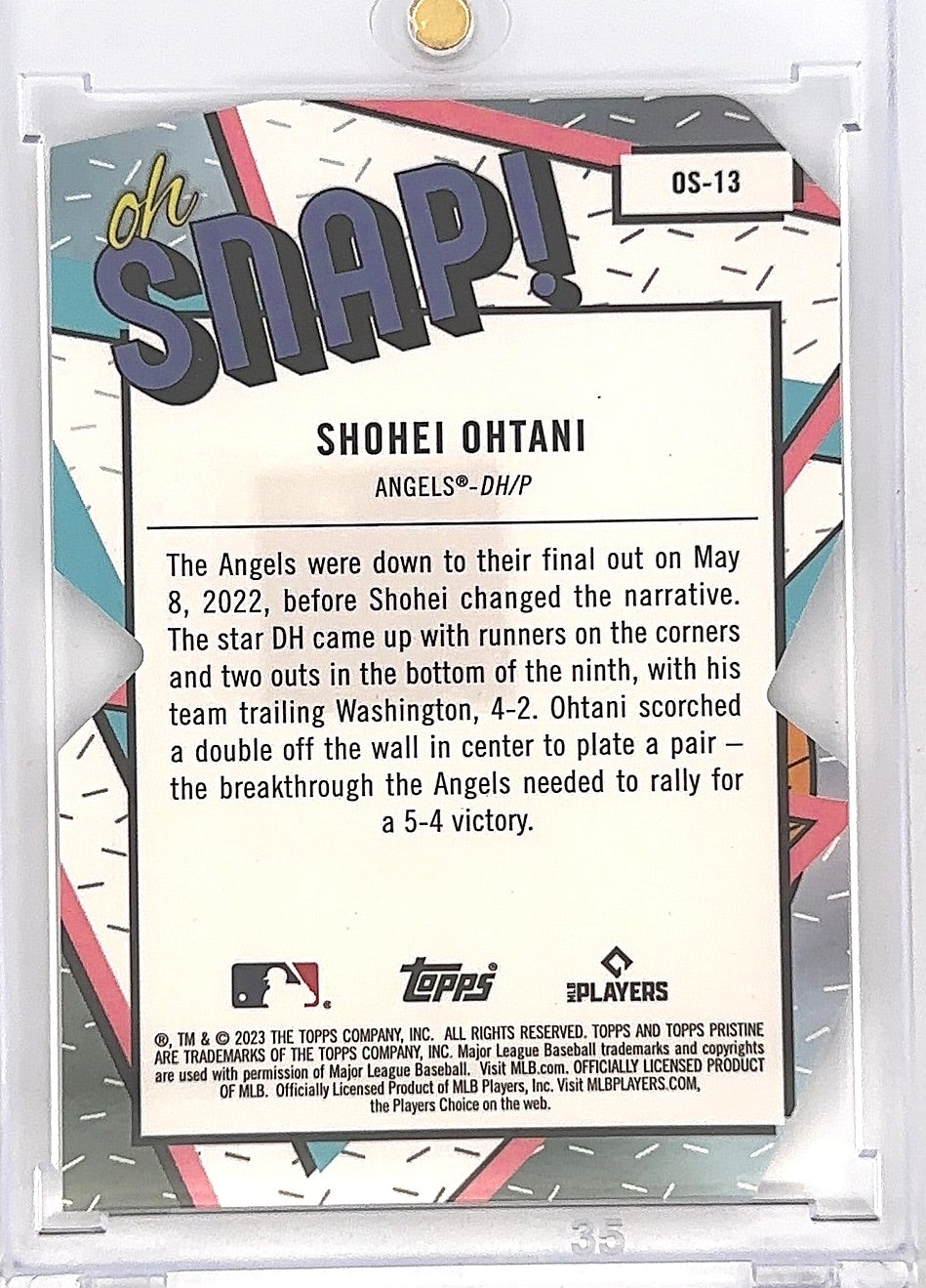 2023 Topps Pristine Oh Snap Shohei Ohtani #OS-13 — back