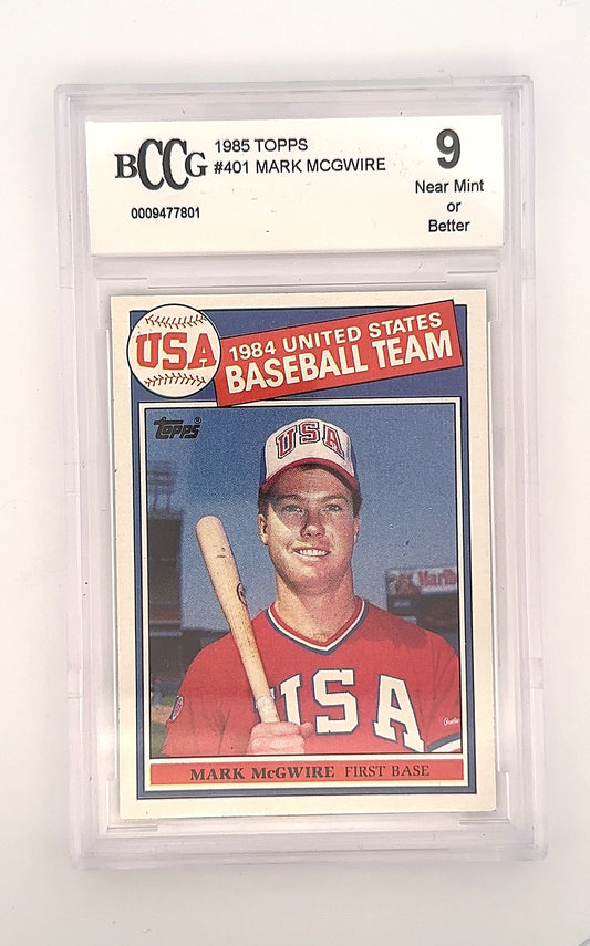 1985 Topps Mark McGwire #401 BCCG 9 — front