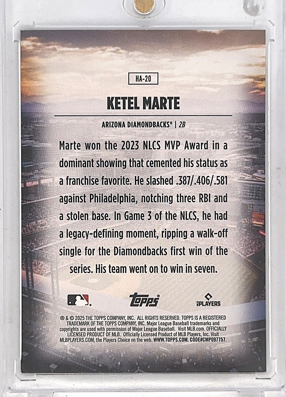 Ketel Marte Home Field Advantage Topps — back