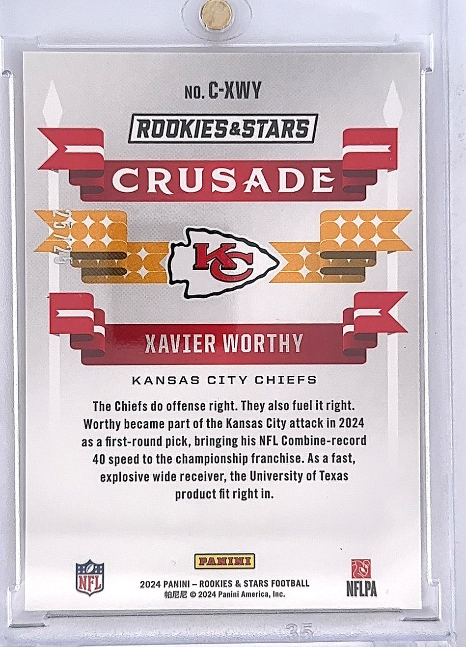 Xavier Worthy Rookies and Stars Crusade 25/25 — back