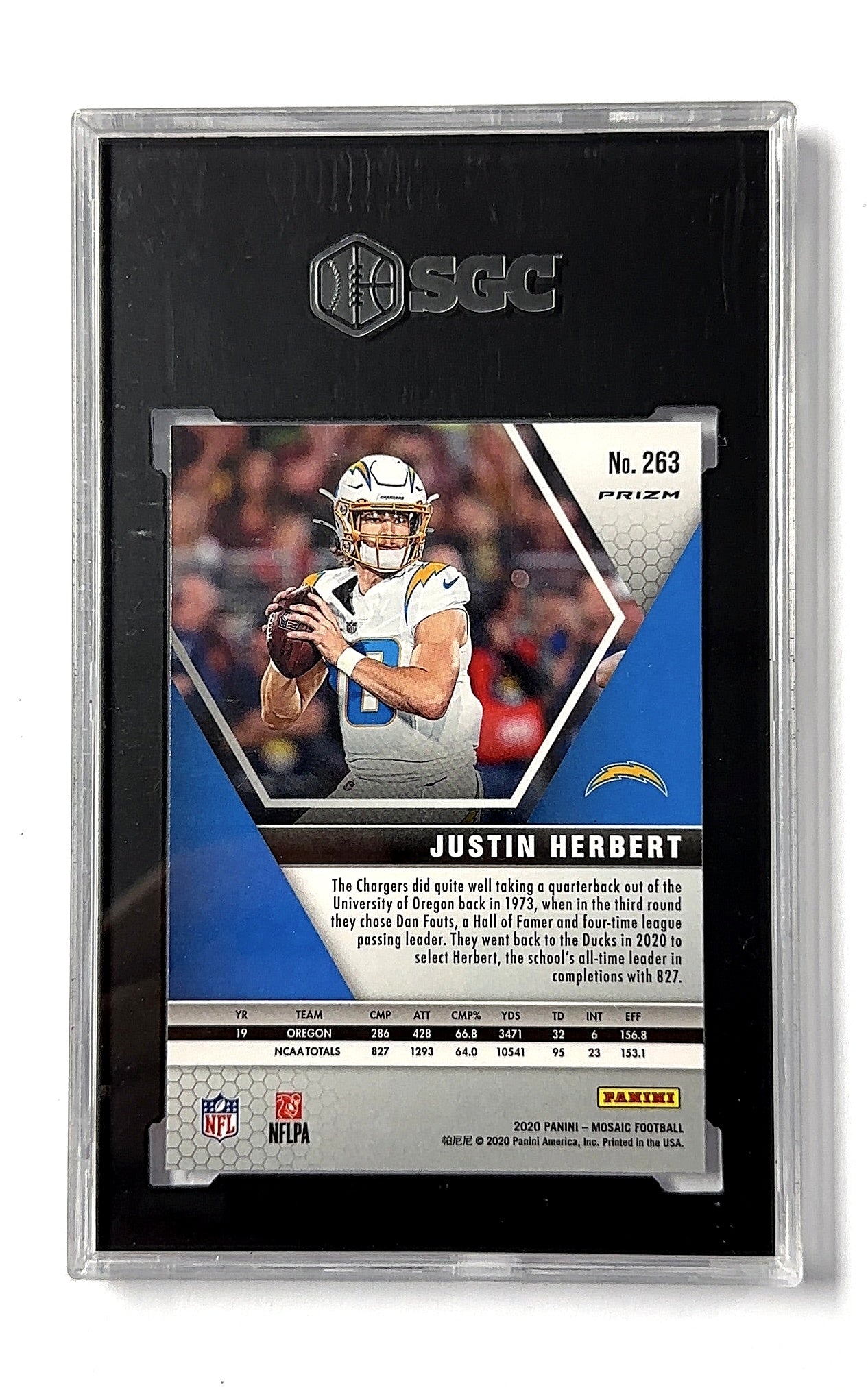 2020 Panini Mosaic Justin Herbert [Pink] #263 RC SGC 9 — back