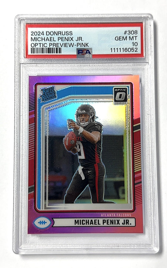 2024 Panini Donruss Michael Penix Jr. [Pink Optic Preview] #308 RC PSA 10 — front