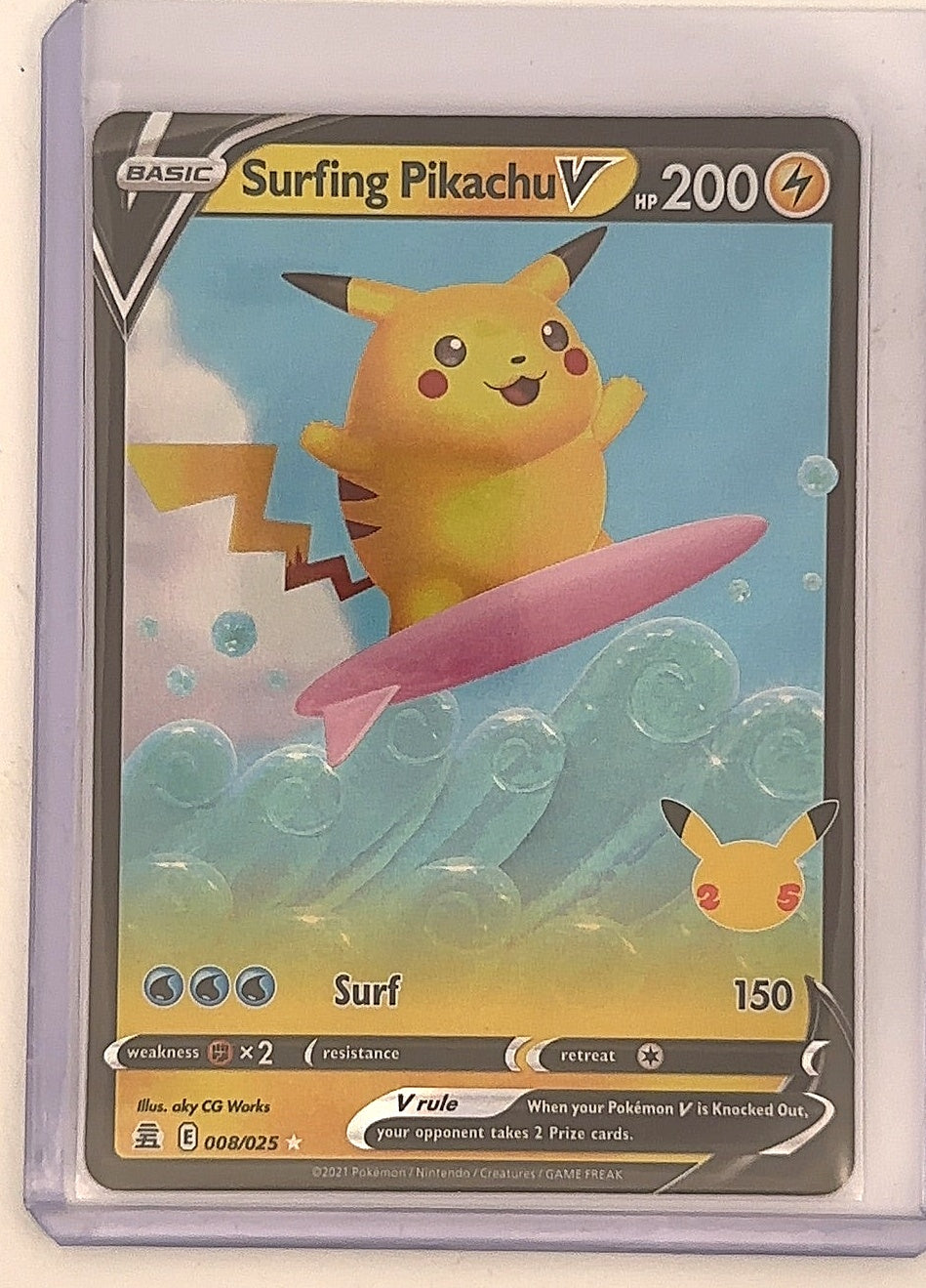 Surfing Pikachu V #008/025 — front