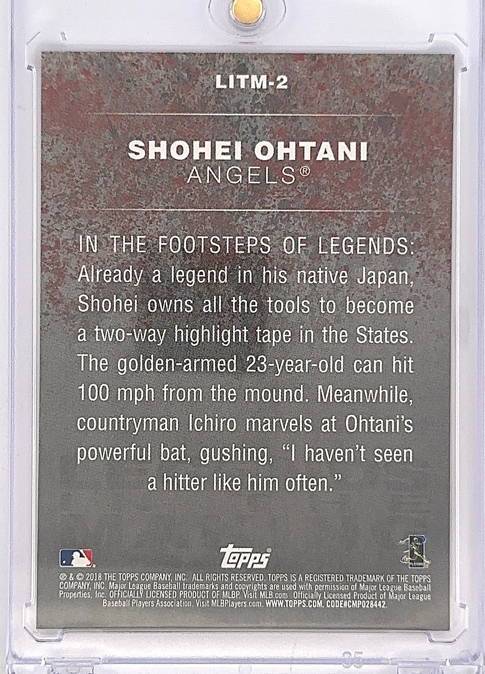 2018 Topps Update Legends in the Making Shohei Ohtani #LITM-21 — back