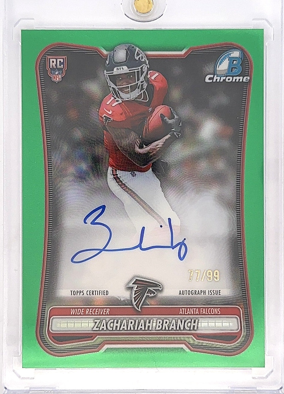 2026 Bowman Chrome Rookie Autograph NFL Zachariah Branch [Green Refractor] #BCRA-ZB — front