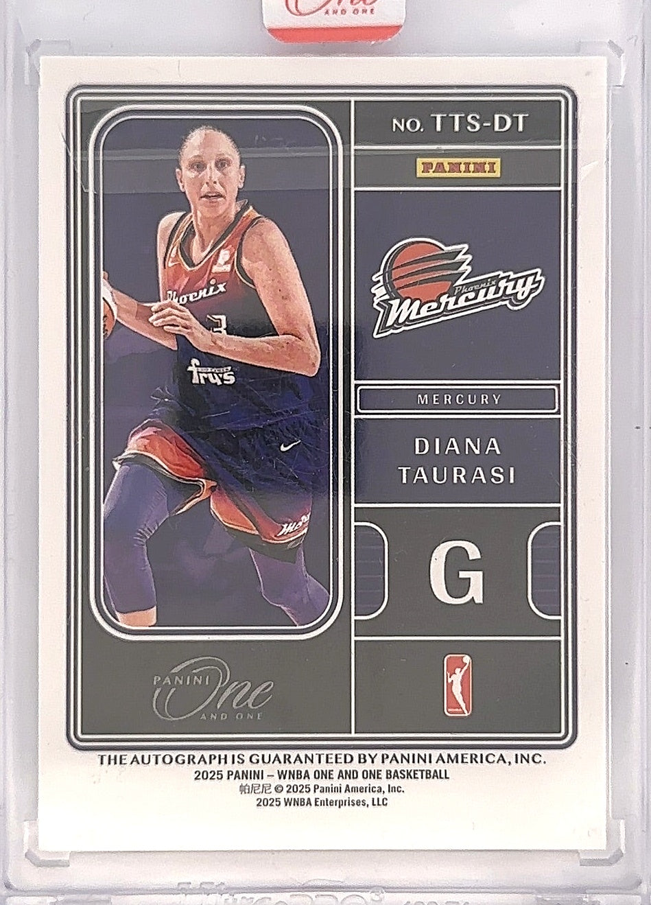 2025 Diana Taurasi Panini One And One Auto /99 #TTS-DT — back