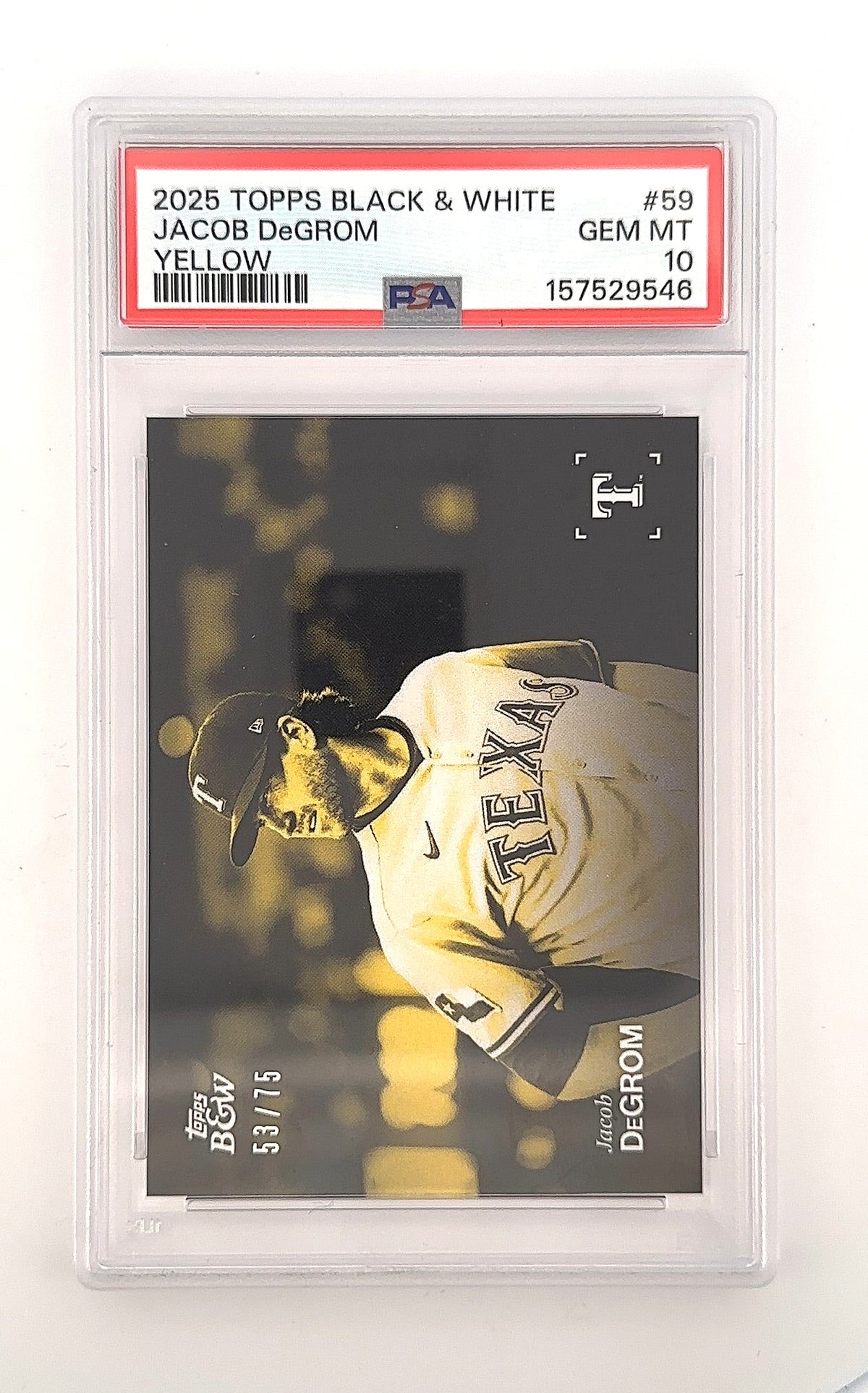 2025 Topps Black and White Jacob deGrom [Yellow] #59 PSA 10 — front