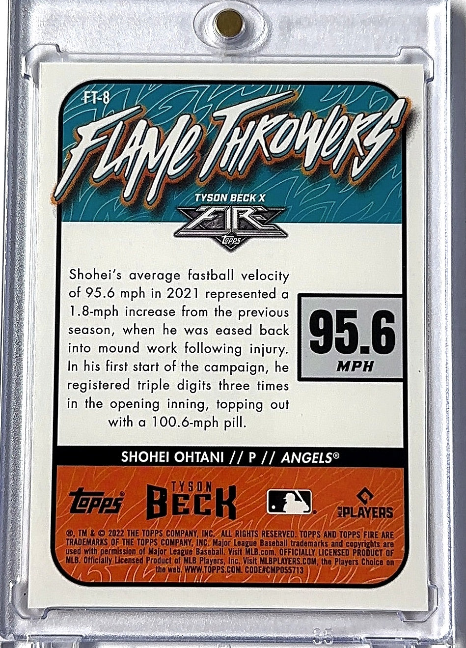 2022 Topps Fire Flame Throwers Shohei Ohtani #FT-8 — back
