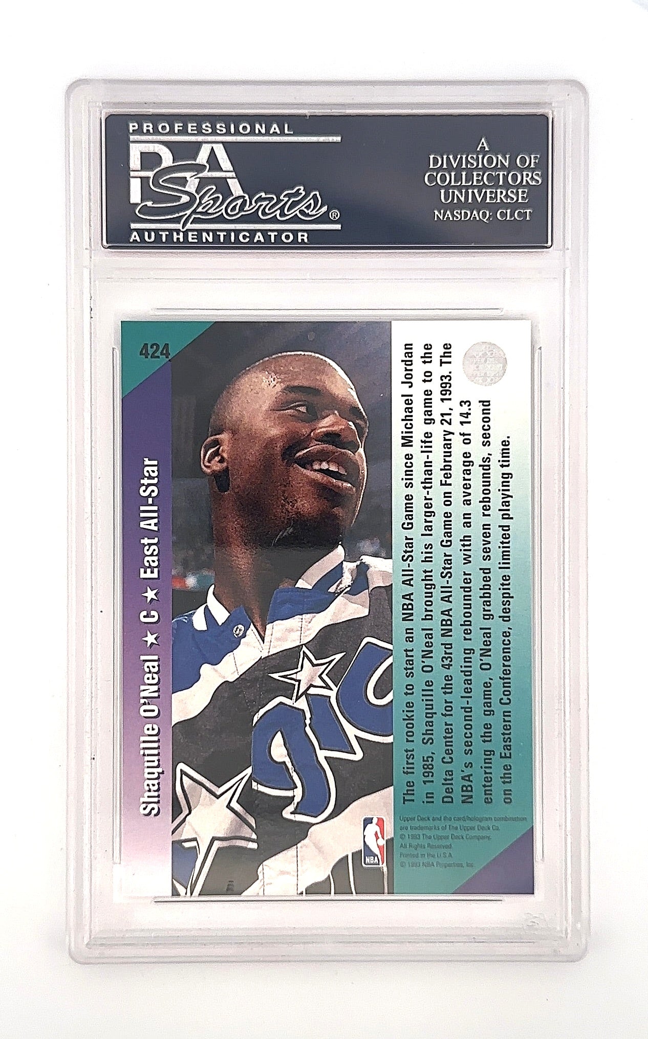 1992 Upper Deck Shaquille O'Neal #424 PSA 10 — back