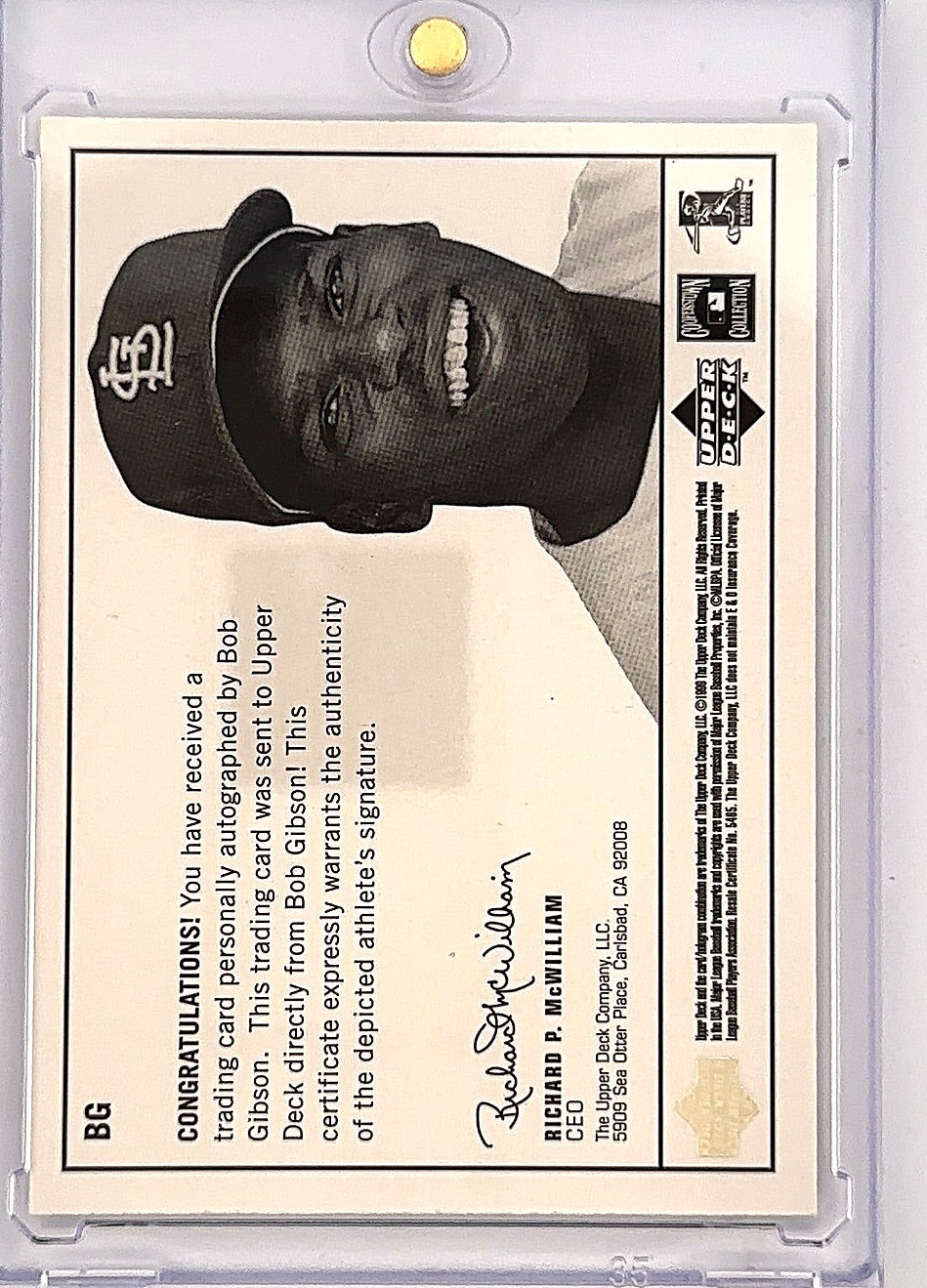 Bob Gibson Epic Signatures Auto Legends — back
