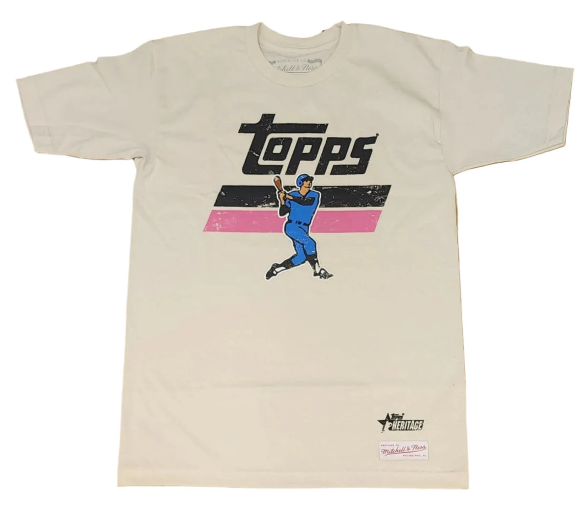 Mitchel & Ness Topps Heritage Cream Stripe Batter Tee
